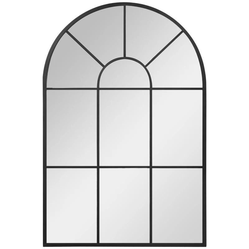 Arched Wall Mirror – 91x60 cm Black Frame Modern Mirror for Living Room