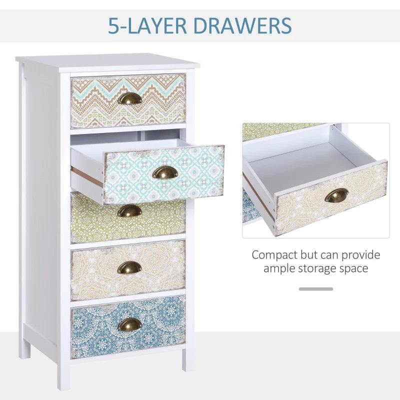 5-Drawer Storage Chest, Bedside Cabinet for Home Organizer Unit