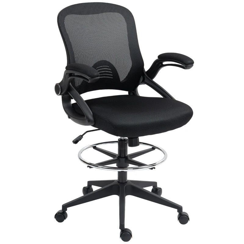 Mesh Office Stool with Swivel, Height Adjustable & Foot Ring