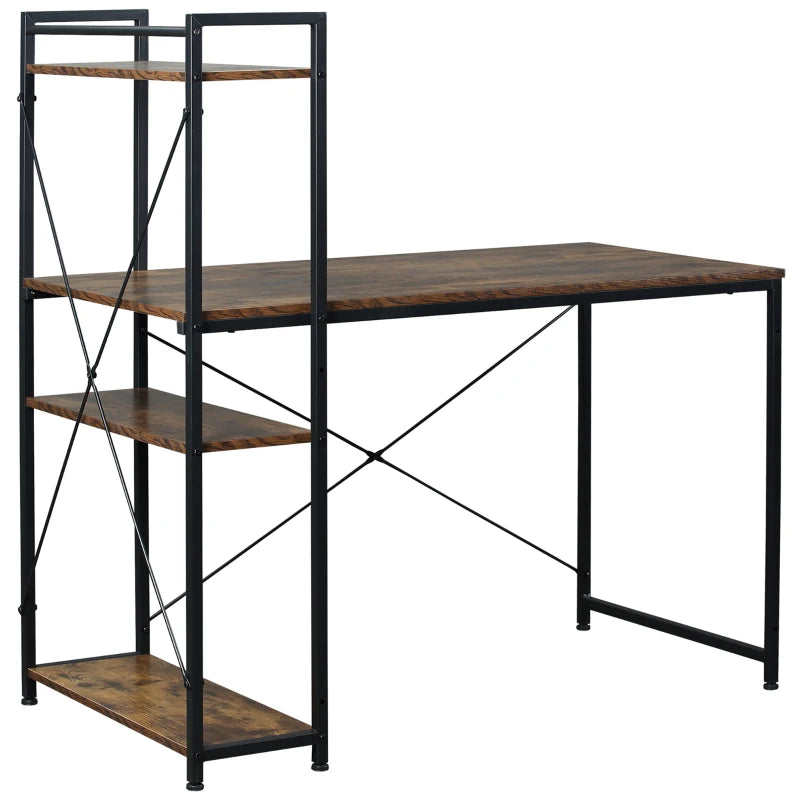 Rustic Brown & Black Desk – Reversible Writing Desk with Storage