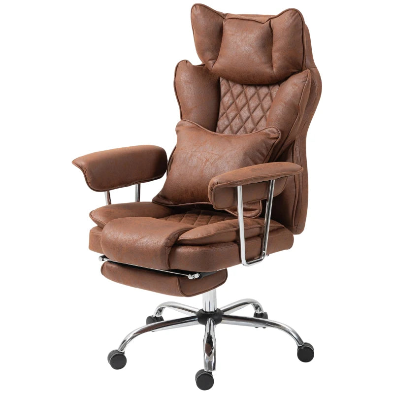 Dark Brown Office Chair with Recline & Lumbar Support Pillow