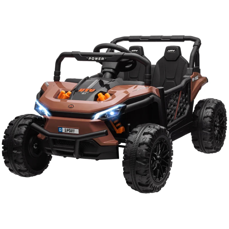 Brown 12V Kids Ride-On Truck Featuring Remote Control, Suspension & USB Connectivity