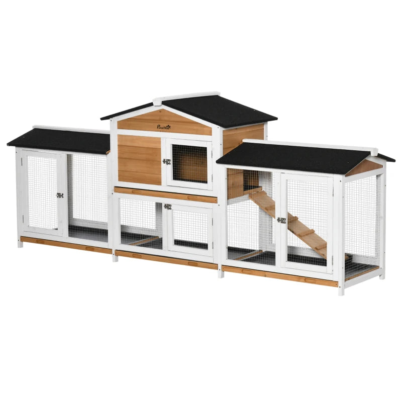 Large Rabbit Hutch with Ramp & Double Runs