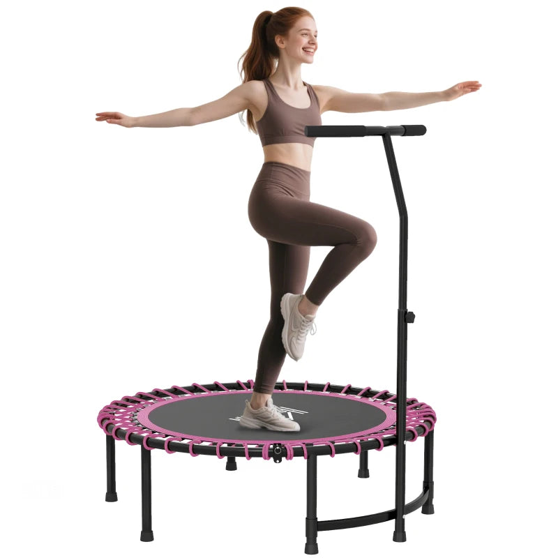 Steel Frame Mini Trampoline – Pink, Adjustable Handle