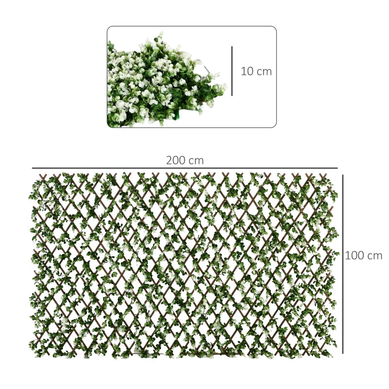 Faux Eucalyptus Leaf Privacy Trellis for Garden Walls and Balcony Decoration, 2 x 1m