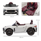 White 12V Bentley Bacalar Electric Ride-On Car for Kids with Remote Control