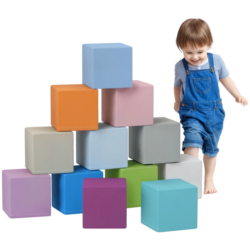 Colorful Soft Foam Stacking Blocks for Kids – Fun and Safe Building Toy, 12 Pieces, Blue