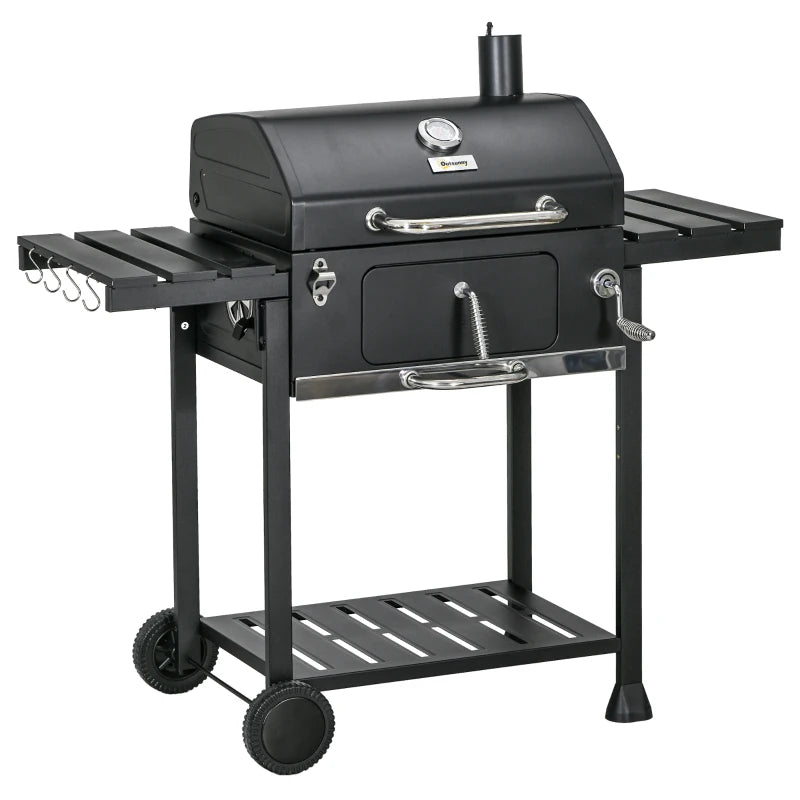 Charcoal BBQ Grill with Thermometer, Adjustable Pan & Warming Rack – Outdoor Ready