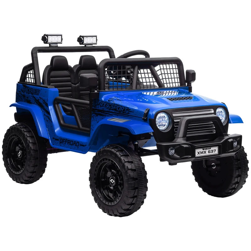 Battery Powered 12V Kids Ride-On Truck with Suspension, Remote & Music - Blue