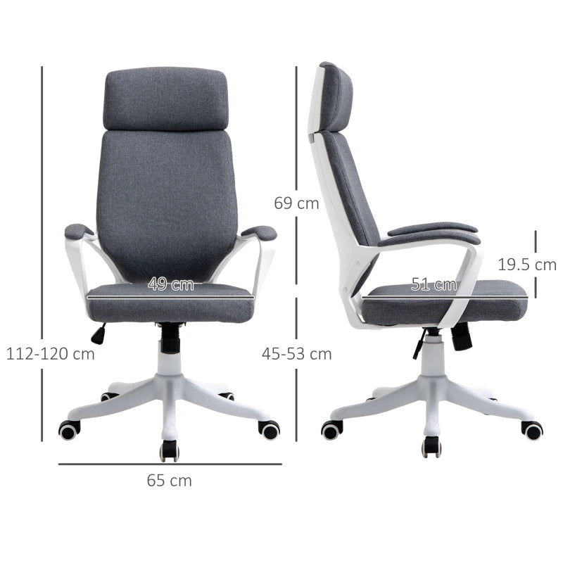 Grey Office Chair – Adjustable Height, Ergonomic Study Desk Chair