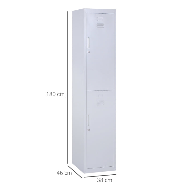 Steel Locker Cabinet, Grey Vertical Storage with Adjustable Shelves