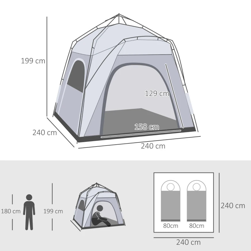 4-Person Portable Pop-Up Tent – Outdoor Backpacking Dome Shelter