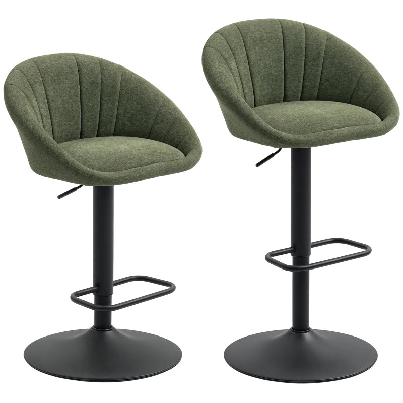 Set of 2 Bar Stools – Dark Green Tub Design with Relaxed Comfort