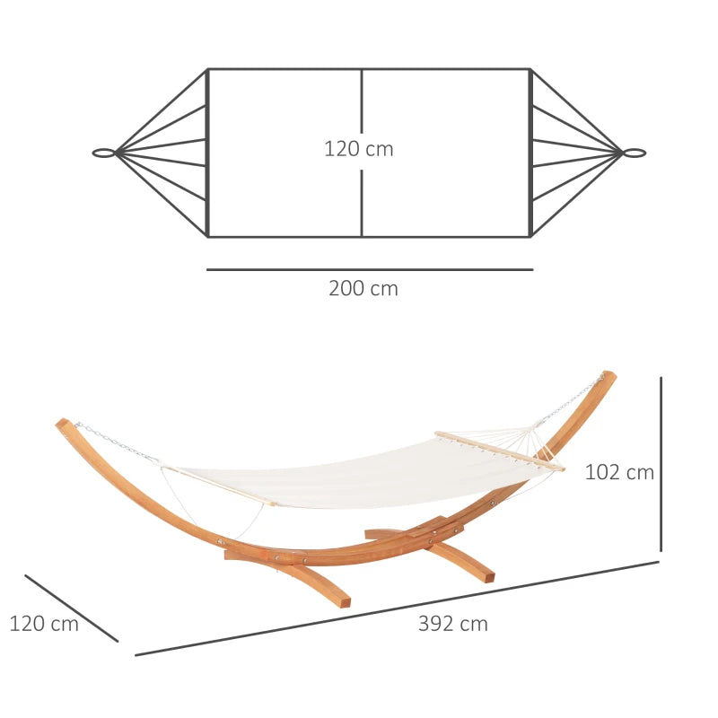 Durable Outdoor Hammock Swing Bed with Wooden Stand – Perfect for Patio Relaxing