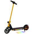 Gold Folding Electric Scooter for Kids with Dual Brakes, Front Suspension & LED Lights