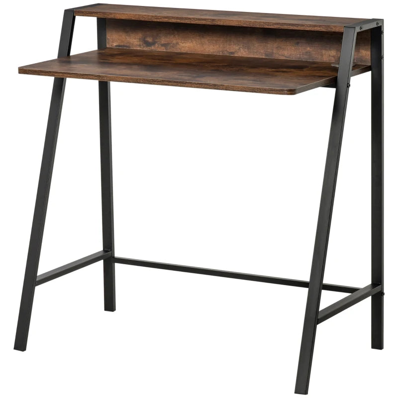 Rustic Brown PC Workstation Desk with Storage Shelf – 84L x 45W cm