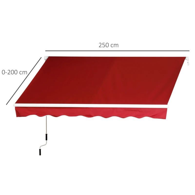 Manual Retractable Patio Awning Shelter 2.5x2m UV Protection for Outdoor Use