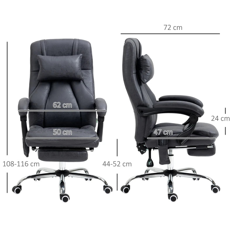 Office Chair with Retractable Footrest & Double Padded Seat