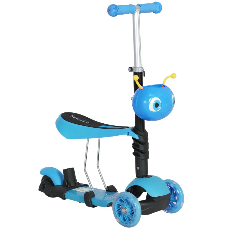Adjustable Scooter for Toddlers with Removable Seat and Back Handle, Blue