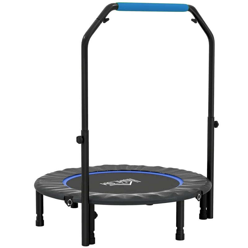 40" Foldable Mini Fitness Trampoline – Blue with Adjustable Foam Handle