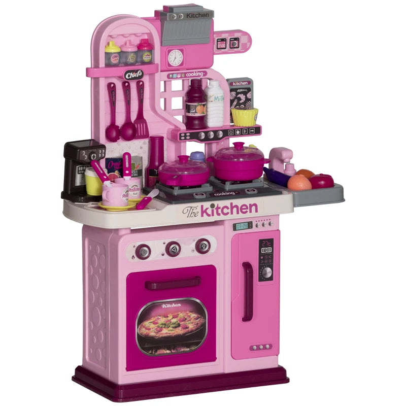 Complete 33-Piece Kids Kitchen Set with Lights, Sounds, and Storage for Ages 3-6