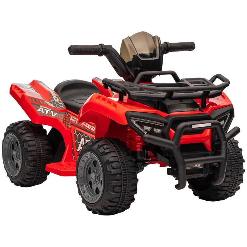 Electric 6V Quad Bike Ride-On for Toddlers with Music & All-Terrain Tires Red