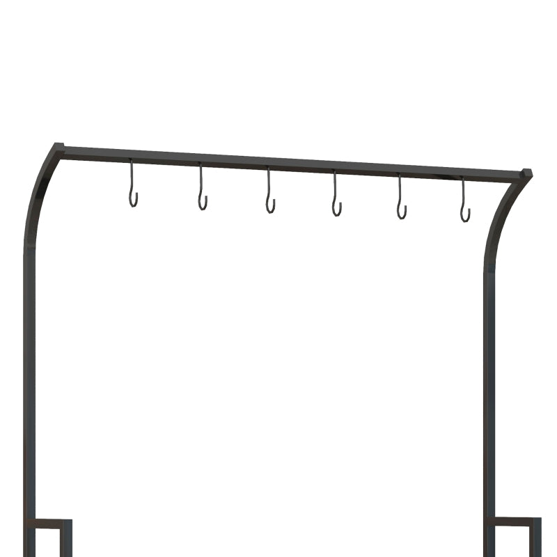 Stylish Black Plant Rack with Hanging Hooks – Tall Plant Stand, Indoor/Outdoor, 3-Tier