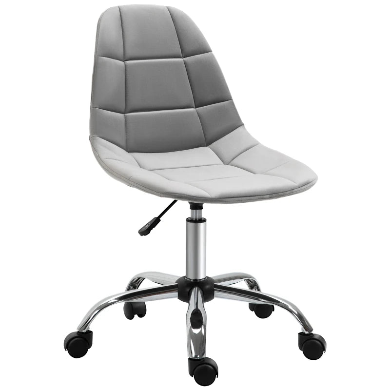Grey Armless Velvet Chair for Home Office