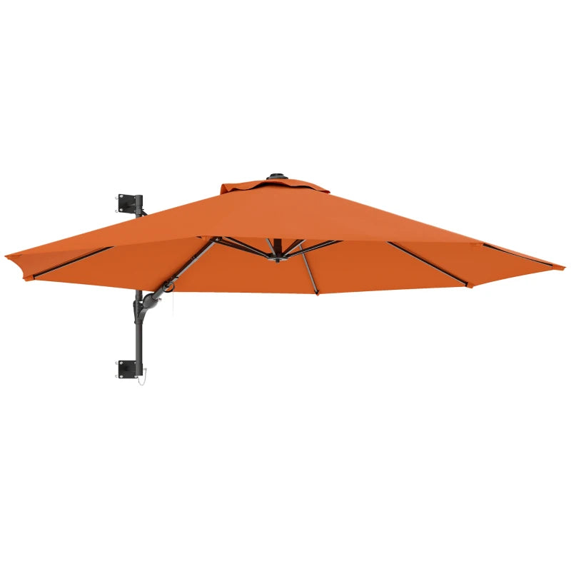 Orange Wall-Mounted Parasol Shade with Handle – Outdoor 3m Umbrella