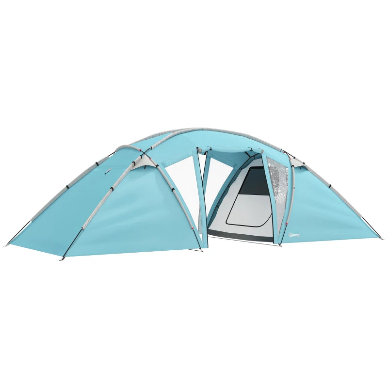 Blue Family Camping Tent – 4-6 Man, Waterproof w/ Carry Bag & Doors