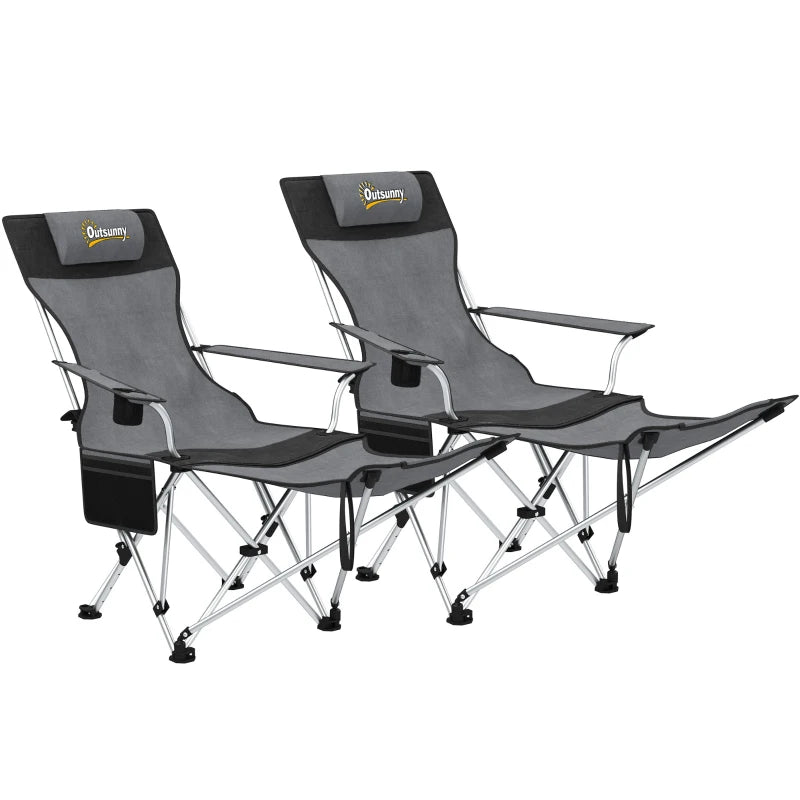 Reclining Camping Chair Set – Foldable with Storage & Cup Holder