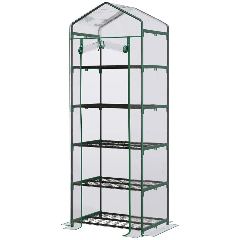 Compact Garden Grow House with Reinforced Cover and Shelves, 69x49x193cm Green