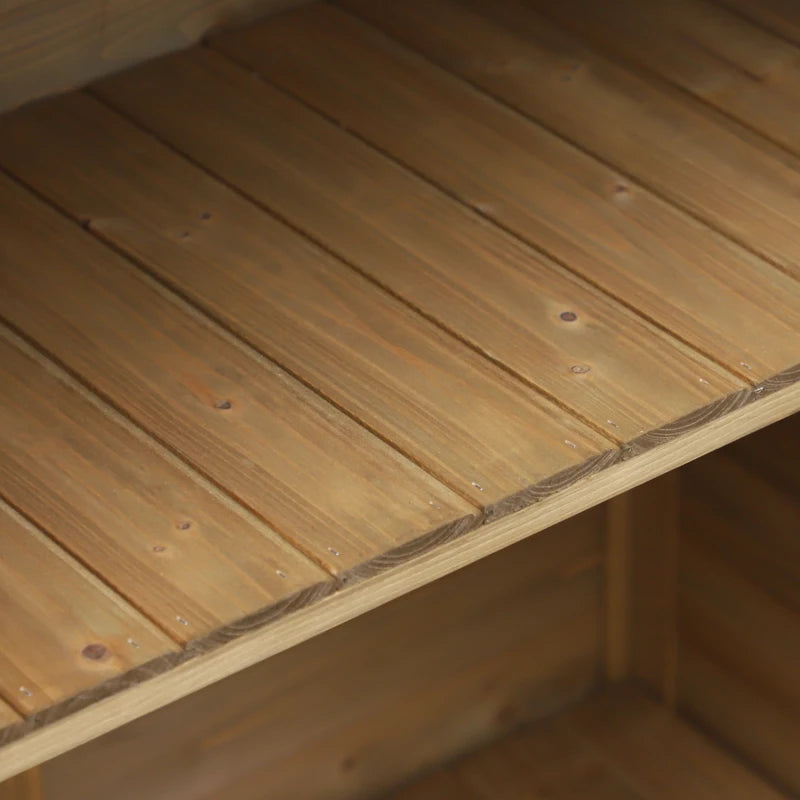 Wooden Garden Storage Shed with 2 Doors, Fir Wood Tool Cabinet, 87x46.5x96.5 cm, Natural