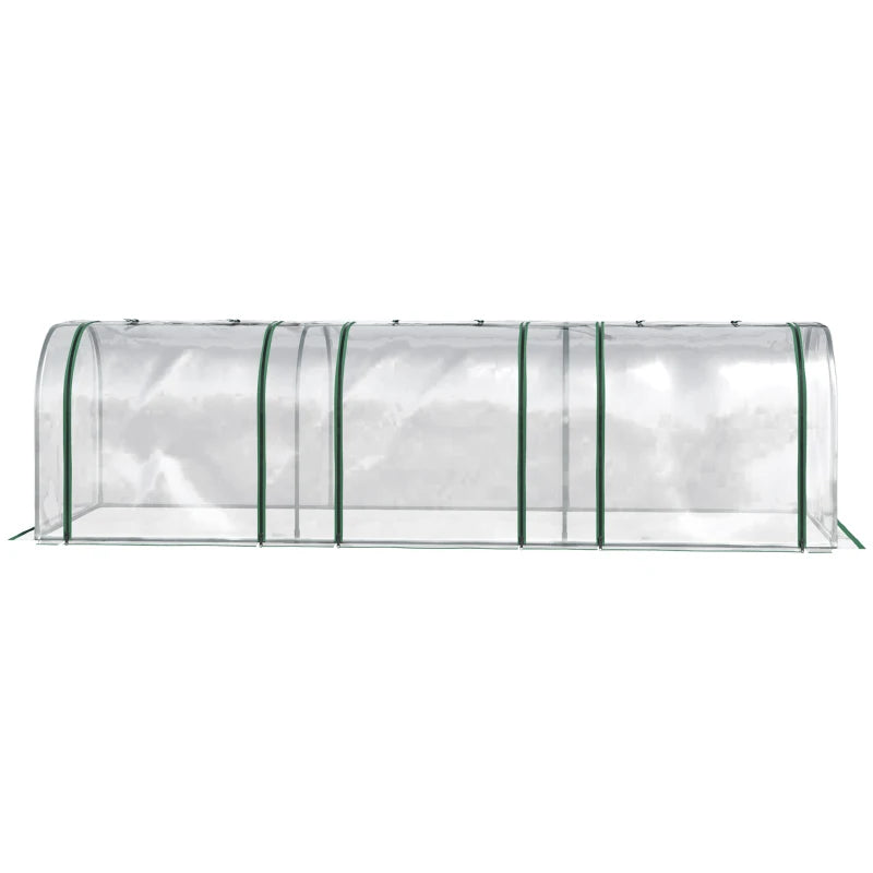 Steel Frame PVC Tunnel Greenhouse with Zipper Doors for Outdoor Garden, 295x100x80 cm