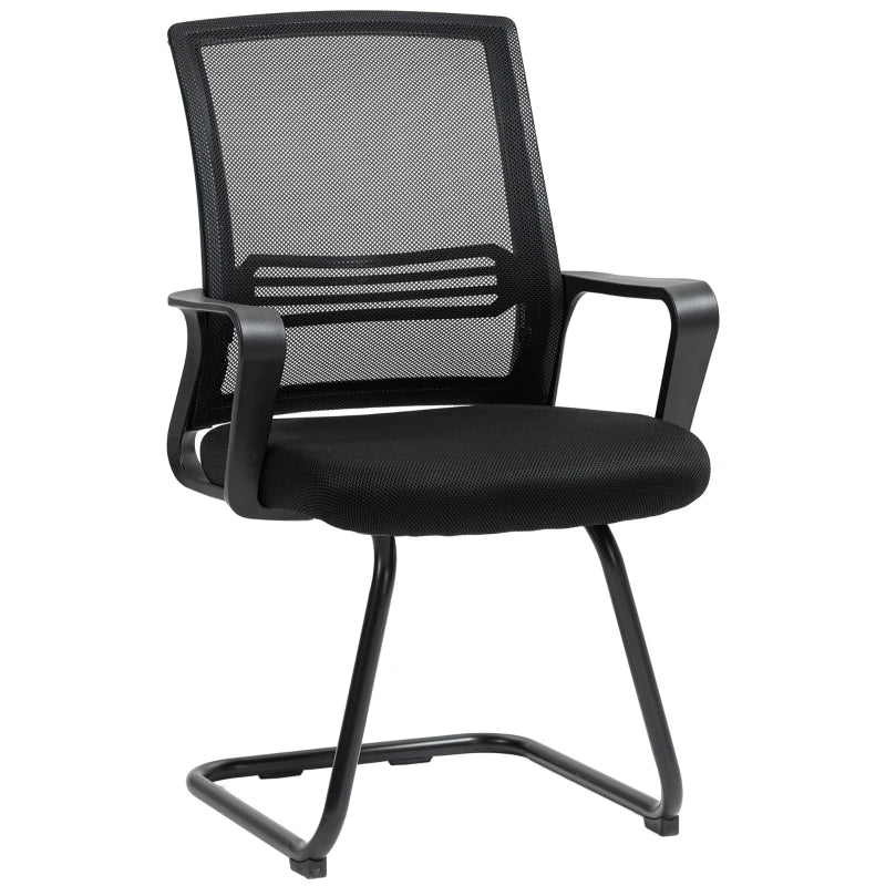 Black Sled Base Desk Chair for Conference Rooms