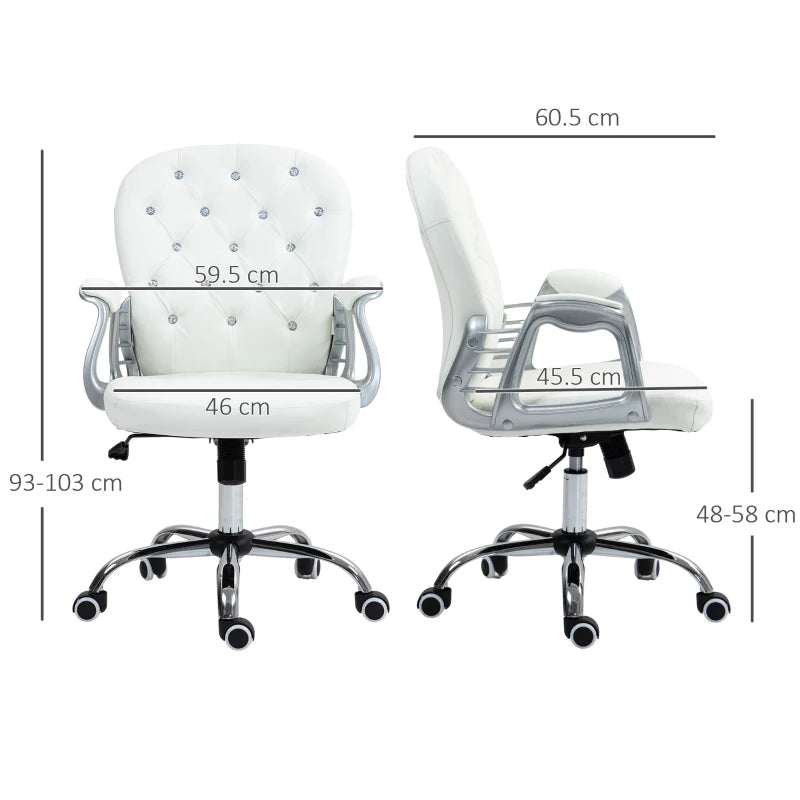 White Desk Chair – Ergonomic with 5 Castor Wheels