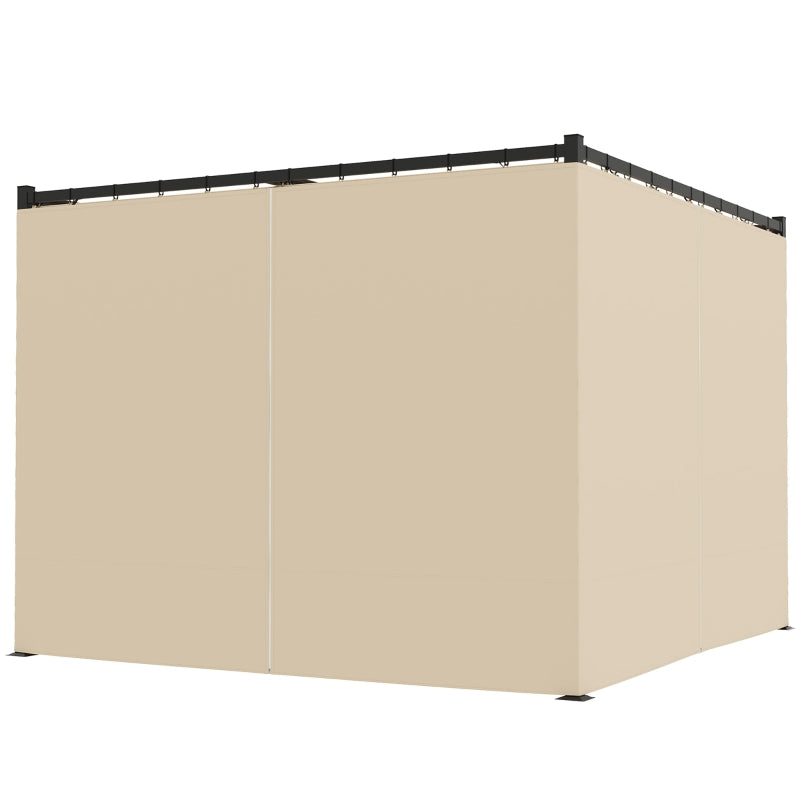 Garden Gazebo Shelter with Retractable Roof & Curtains for Deck, Beige, 3 x 3m