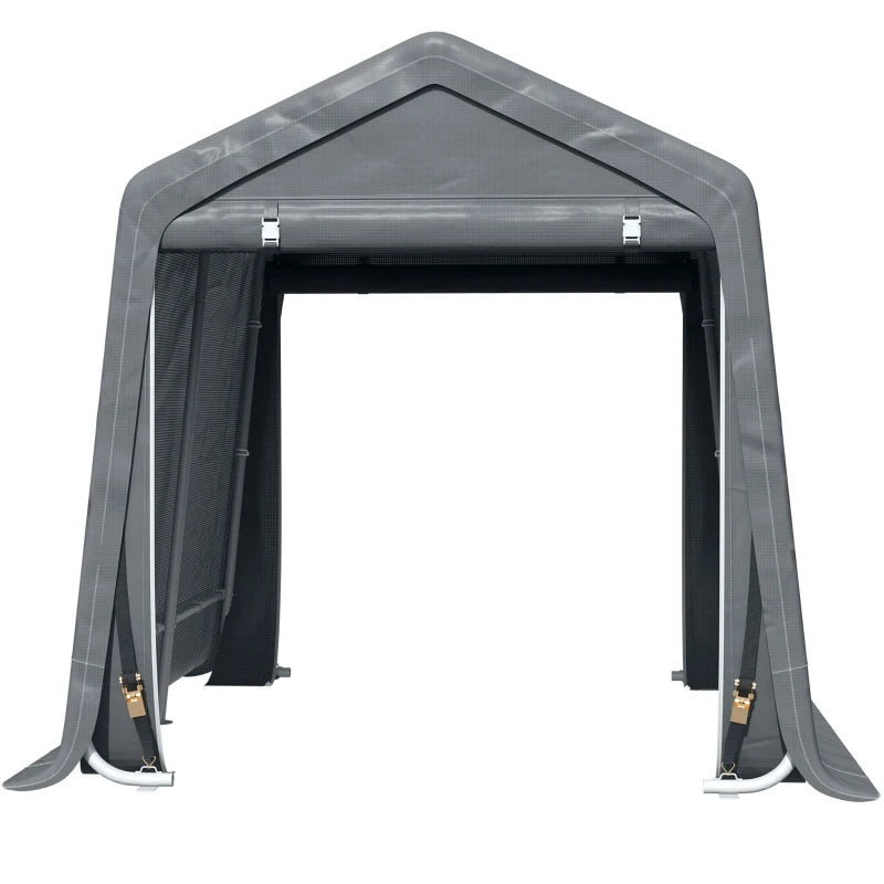 Portable Weatherproof Equipment Shed – Outdoor Storage Solution, Dark Grey, 9x7.5ft