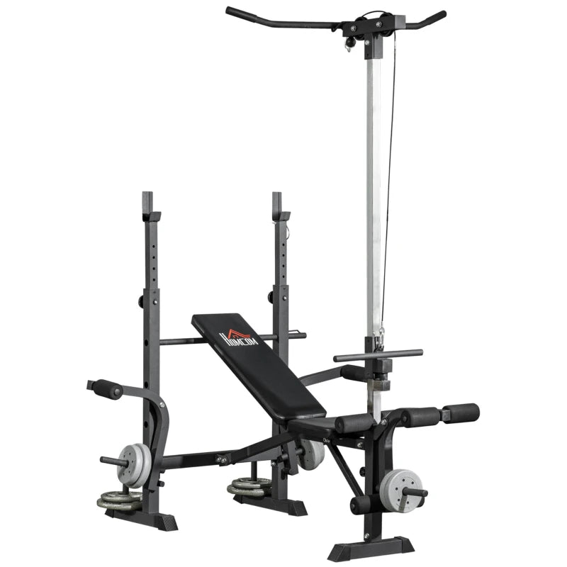 Full Body Workout Bench Set – Pulley, Squat Rack & Weight Storage