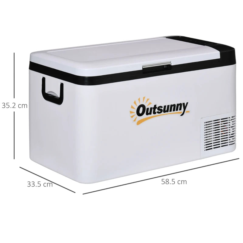 12V Portable Car Fridge – 25L with LED Light & Foldable Handles