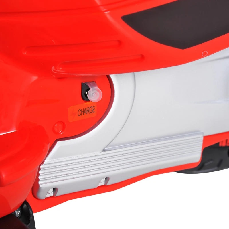 Electric Ride-On Motorcycle for Kids, 6V, with LED Lights – Red Toy Vehicle