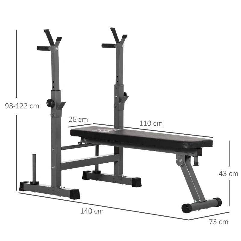 Adjustable Weight Bench with Foldable Design & Barbell Rack
