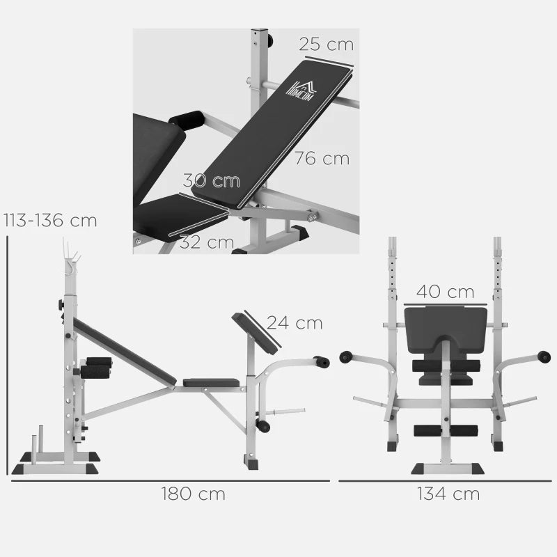 Workout Bench with Squat Rack, Preacher Pad & Leg Developer
