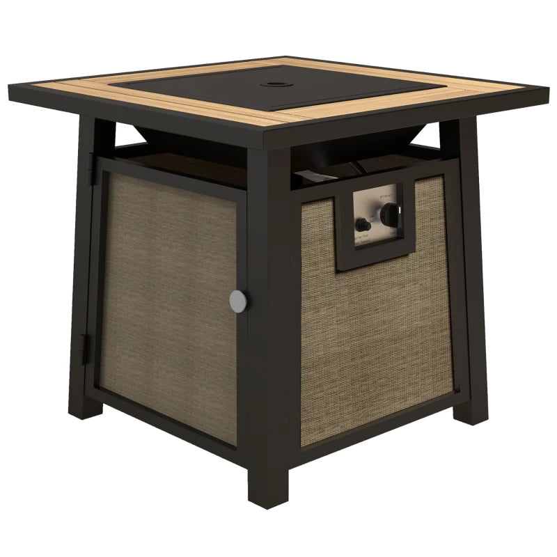 Patio Gas Fire Pit Table 50,000 BTU with Cover and Glass Beads, Brown Finish