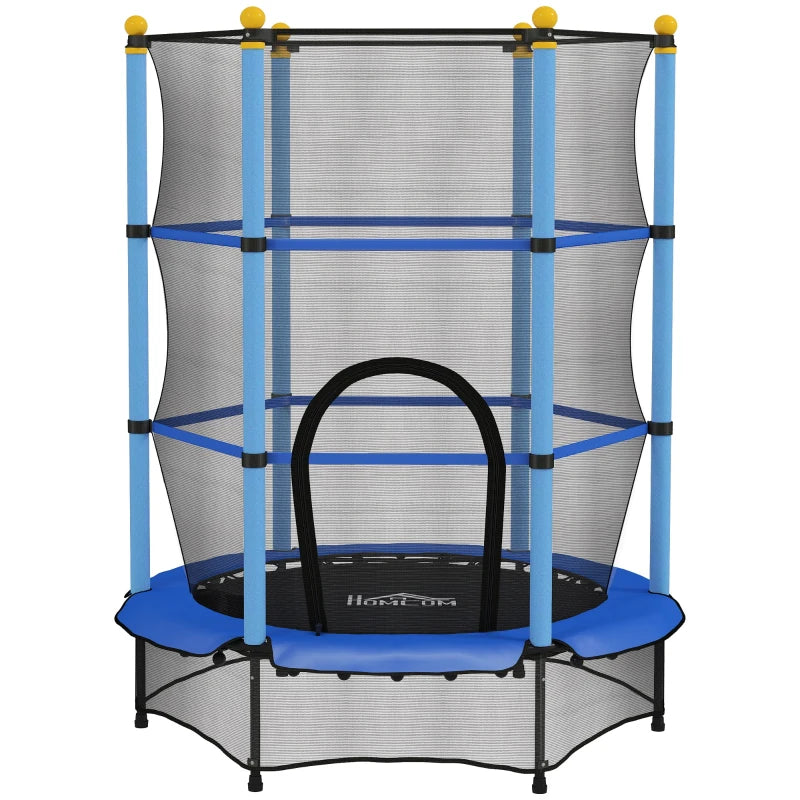 Blue Kids Trampoline with Enclosure – 4.6FT for Ages 3-10