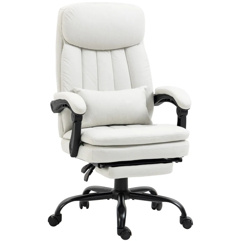 Reclining Office Chair with Lumbar Heating & Massage, Cream White