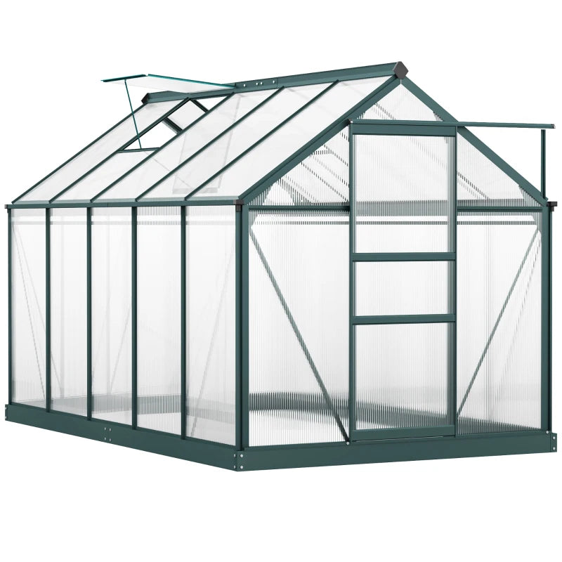 Walk-In Polycarbonate Greenhouse with Door, Window & Frame, Dark Green, 6x10ft