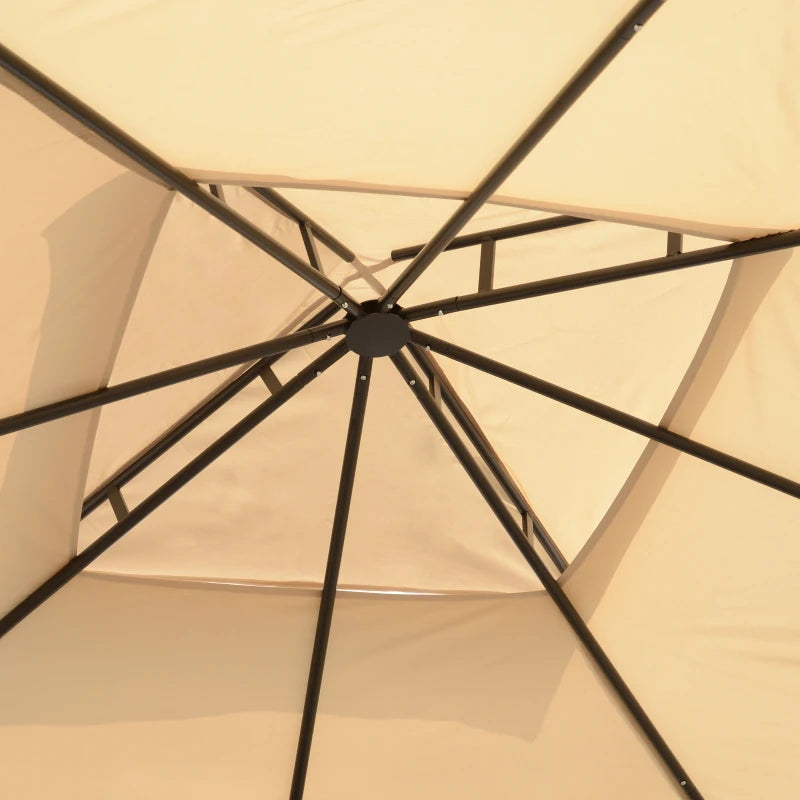 Garden Gazebo Canopy Shelter with Durable Steel Frame and Netting, Double Roof 3x3m
