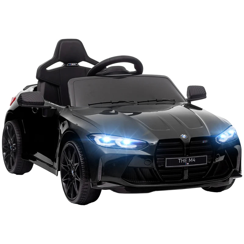 Remote Control Kids Ride-On Car with Suspension, Music, Horn & LED Lights – Licensed Black 12V