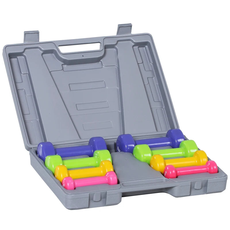 10kg Dumbbells with Carry Case – Multi-Color Fitness Weights
